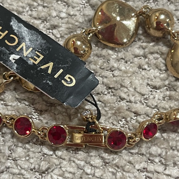 Givenchy Gold and Red Gemstone Bracelet - Picture 4 of 11